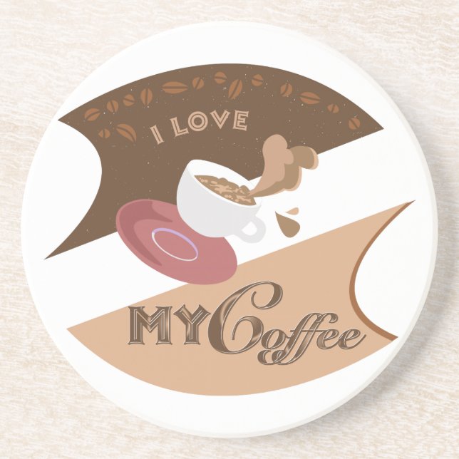 Ich liebe meinen Kaffee Retro Java Sandstein Untersetzer (Vorne)