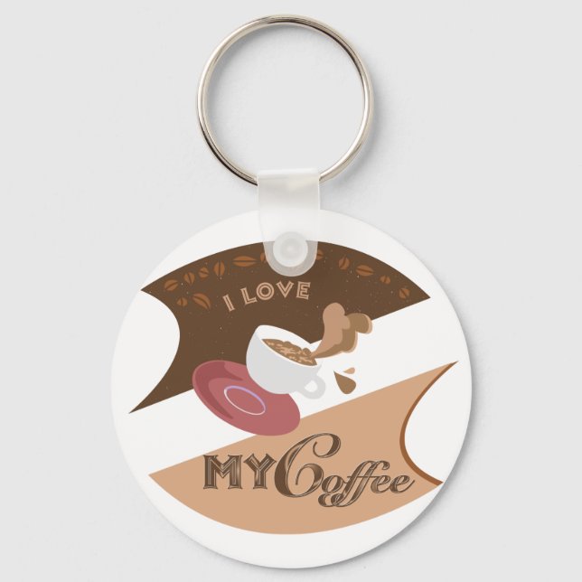 Ich liebe meinen Kaffee Retro Java Schlüsselanhänger (Vorderseite)
