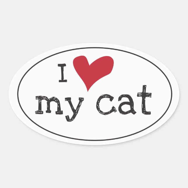 Ich Liebe meinen Katzenaufkleber Ovaler Aufkleber (Vorderseite)