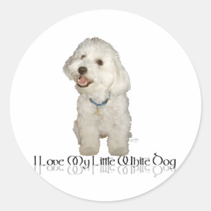 Ich liebe meinen kleinen weißen Hund - Havanese Runder Aufkleber