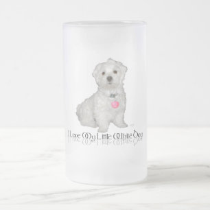 Ich liebe meinen kleinen weißen Hund - Malteser ! Mattglas Bierglas