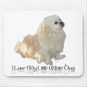 Ich liebe meinen kleinen weißen Hund - Pekingese ! Mousepad