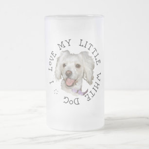 Ich liebe meinen kleinen weißen Hund Pudel / Bicho Mattglas Bierglas