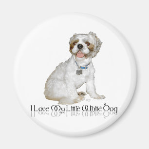 Ich liebe meinen kleinen weißen Hund - Shih Tzu Magnet