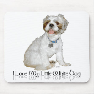 Ich liebe meinen kleinen weißen Hund - Shih Tzu Mousepad