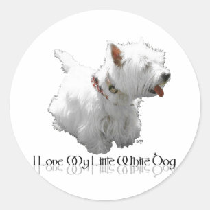Ich liebe meinen kleinen weißen Hund - Westie Runder Aufkleber