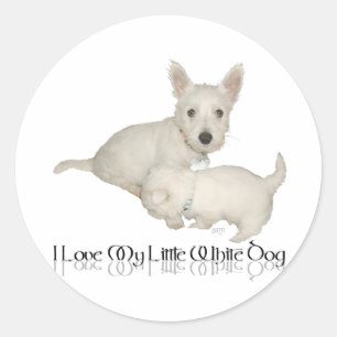 Ich liebe meinen kleinen weißen Hund - Westie-Welp Runder Aufkleber