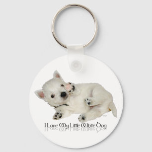 Ich liebe meinen kleinen weißen Hund - Westie Welp Schlüsselanhänger