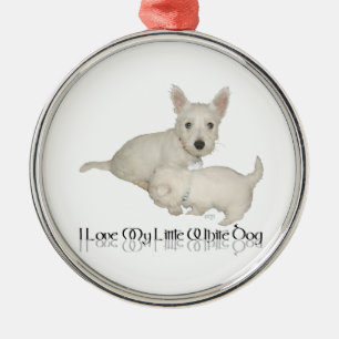 Ich liebe meinen kleinen weißen Hund - Westie-Welp Silbernes Ornament