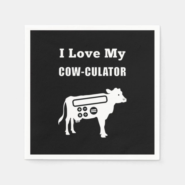 Ich Liebe meinen Kuh-Kulator Funny Mathe Calculato Serviette (Vorderseite)