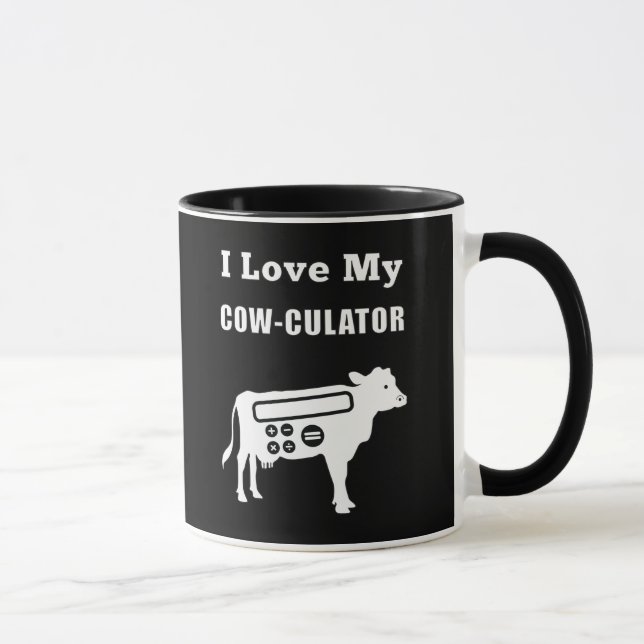 Ich Liebe meinen Kuh-Kulator Funny Mathe Calculato Tasse (Rechts)