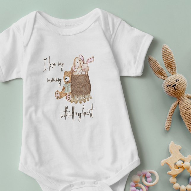 Ich Liebe meinen Mama Teddy Bären Toy Basket Baby Strampler (Von Creator hochgeladen)