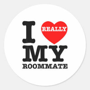Ich liebe meinen Mitbewohner Herz Lustige Party-Ge Runder Aufkleber