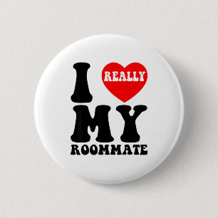 Ich liebe meinen Mitbewohner Herz Lustige Partyges Button