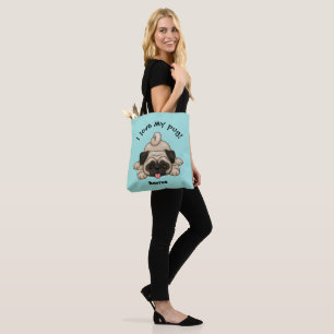 Ich Liebe meinen Mops mit dem Namen des Haustiers Tasche