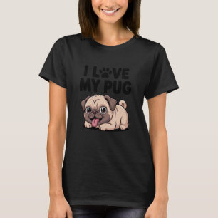 Ich liebe meinen Mops süßen Welpen Mops Pfote T-Shirt