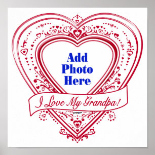 Ich Liebe meinen Opa! Foto Red Hearts Poster