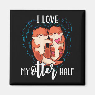 Ich liebe meinen Otter-Halb-Pun-Couple-Valentinsta Magnet