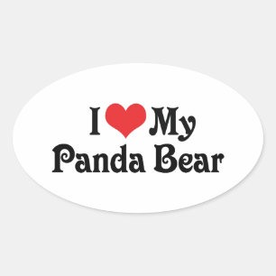 Ich Liebe meinen Panda-Bär Ovaler Aufkleber
