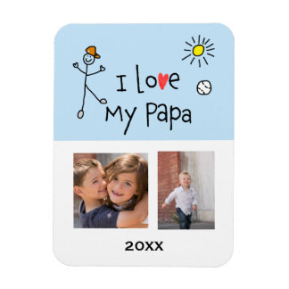 Ich liebe meinen Papa 2 Foto-Magnet zum Anpassen Magnet