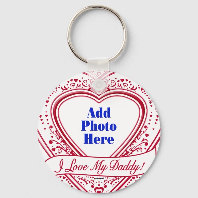 Ich Liebe meinen Papa! Foto Red Hearts Schlüsselanhänger (Vorderseite)