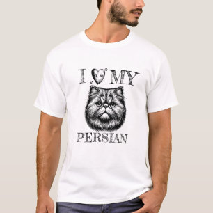 Ich liebe meinen Perser, Katze und Pfotenabdrücke  T-Shirt