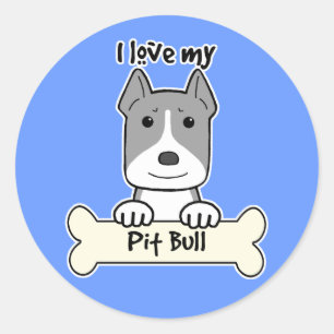 Ich Liebe meinen Pitbull Runder Aufkleber