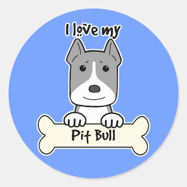 Ich Liebe meinen Pitbull Runder Aufkleber (Vorderseite)