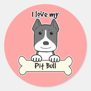 Ich Liebe meinen Pitbull Runder Aufkleber