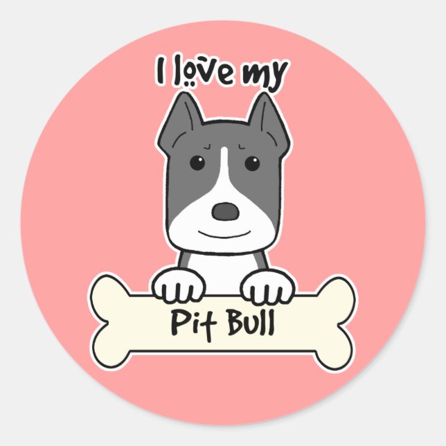 Ich Liebe meinen Pitbull Runder Aufkleber (Vorderseite)