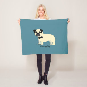 Ich liebe meinen Pug Fleecedecke