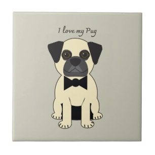 Ich liebe meinen Pug Fliese