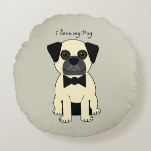 Ich liebe meinen Pug Rundes Kissen