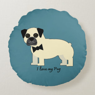 Ich liebe meinen Pug Rundes Kissen