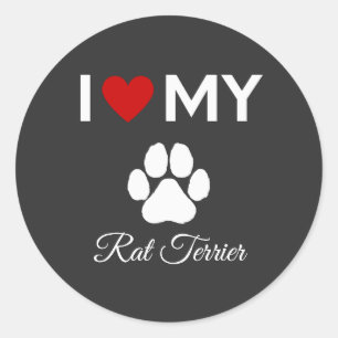 Ich Liebe meinen Ratten-Terrier-Hund-Sondertext Runder Aufkleber