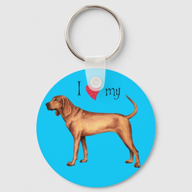 Ich Liebe meinen Redbone-Coonhound Schlüsselanhänger (Vorderseite)