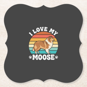Ich liebe meinen Retro-Collie-Hund Moose Untersetzer