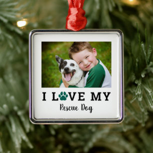 Ich liebe meinen Rettungshund, benutzerdefiniertes Ornament Aus Metall