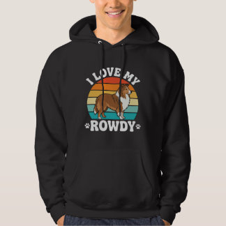 Ich liebe meinen Rowdy-Sheltie Retro-Hund Hoodie