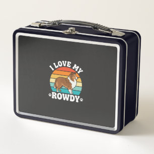 Ich liebe meinen rowdy Sheltie Retro Hund Metall Brotdose