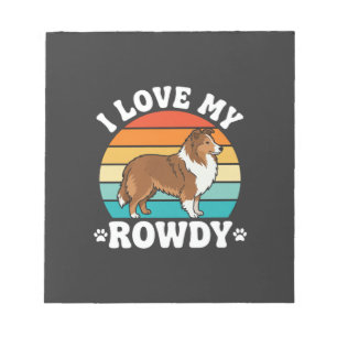 Ich liebe meinen rowdy Sheltie Retro Hund Notizblock
