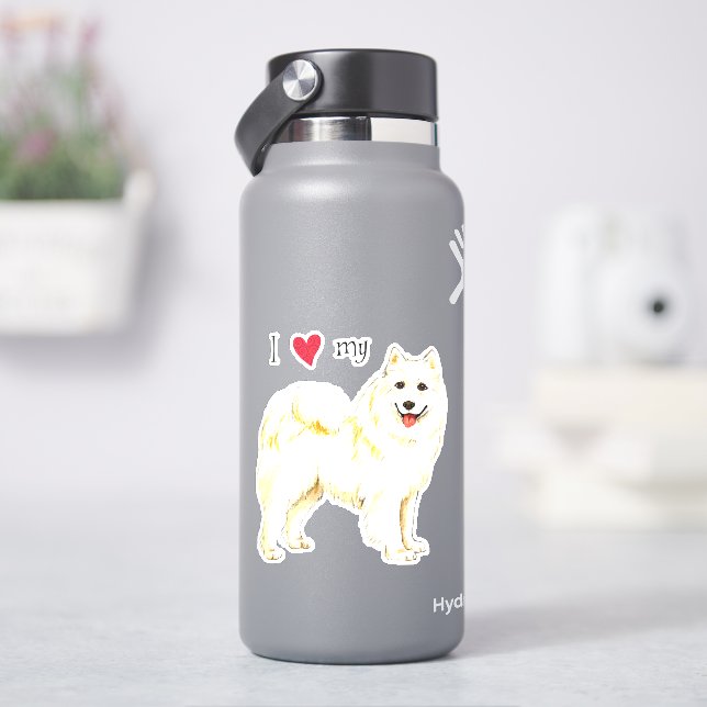 Ich Liebe meinen Samoyed Vinyl Sticker (HydroFlask)