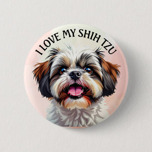 Ich Liebe meinen schicken Tzu Welpen Hund Button