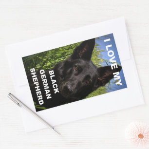 Ich liebe meinen schwarzen Deutschen Schäferhund Rechteckiger Aufkleber