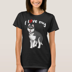 Ich liebe meinen schwarzen und weißen sibirischen T-Shirt
