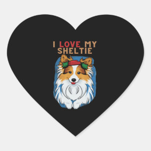 Ich Liebe meinen Sheltie-T - Shirt Herz-Aufkleber
