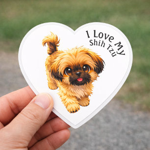 Ich liebe meinen Shih Tzu Hund Herz-Aufkleber