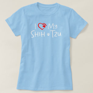 Ich liebe meinen Shih Tzu rotes Herz Pfotenbaby bl T-Shirt