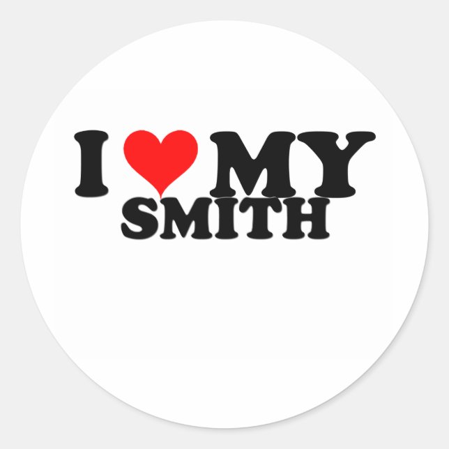 Ich Liebe meinen Smith Runder Aufkleber (Vorderseite)