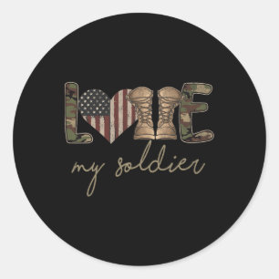 Ich liebe meinen Soldaten Militär Army Ehefrau USA Runder Aufkleber